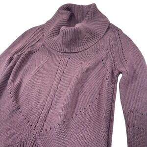 Ann Taylor LOFT Purple Cowl Neck Wool Blend Knit Sweater Size M